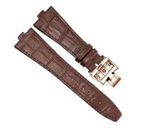 VFEBTSD Leather Watchband Compatible With Constantin OVERSEAS Series 4500V 5500V P47040 Stainless Steel Buckle Men Watch Strap 25 * 8(Brown-rosegold-B)