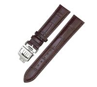 VFEBTSD Leather Watchband Compatible With Longines Jaeger-LeCoultre Black Green Blue Watch Strap Folding Buckle(Brown brown,19MM_SILVER BUCKLE)