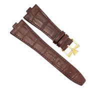 VFEBTSD Leather Watchband Compatible With OVERSEAS Series 4500V 5500V P47040 Stainless Steel Buckle Men Watch Strap 25 * 8(Brown-gold)