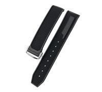 VFEBTSD Natural Rubber Watchband Compatible With Omega Compatible With Speedmaster Seamaster 300 Soft Silicone Moonwatch S Watch Strap Waterproof 22mm(Black,22mm No clasp)
