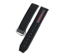 VFEBTSD Natural Rubber Watchband Compatible With Omega Compatible With Speedmaster Seamaster 300 Soft Silicone Moonwatch S Watch Strap Waterproof 22mm(Black Red,22mm Silver clasp)