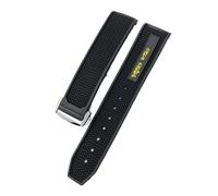 VFEBTSD Natural Rubber Watchband Compatible With Omega Compatible With Speedmaster Seamaster 300 Soft Silicone Moonwatch S Watch Strap Waterproof 22mm(Black Yellow,22mm Silver clasp)