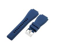 VFEBTSD Nature Black Blue Rubber Watchband Pin Buckle Accessories Compatible With Bell Ross Strap BR01 BR03 22mm 24mm Outdoor Waterproof Wristband(Blue-Steel Buckle,24mm)