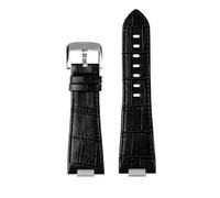 VFEBTSD New Genuine Leather Watchband With Steel End Link Compatible With Tissot PRX Series Watch Band T137.407/410 Super Player Strap Bracelet Blue(Slub black-silver A)