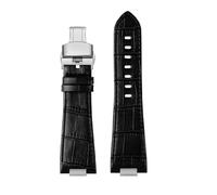 VFEBTSD New Genuine Leather Watchband With Steel End Link Compatible With Tissot PRX Series Watch Band T137.407/410 Super Player Strap Bracelet Blue(Slub black-silver B)