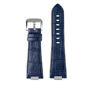 VFEBTSD New Genuine Leather Watchband With Steel End Link Compatible With Tissot PRX Series Watch Band T137.407/410 Super Player Strap Bracelet Blue(Slub blue-silver A)