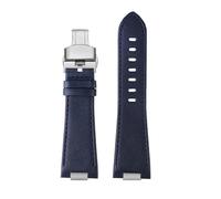 VFEBTSD New Genuine Leather Watchband With Steel End Link Compatible With Tissot PRX Series Watch Band T137.407/410 Super Player Strap Bracelet Blue(Plain blue-silver B)