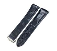 VFEBTSD Nylon Leather Rubber Watchband Compatible With Omega Compatible With Seamaster Speedmaster Planet Ocean 600 Watch Strap(Blue White,21MM_GOLD BUCKLE)