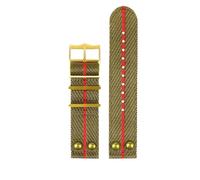 VFEBTSD Retro With Rivets Nylon Watch Strap For Tudor Bronze Copper Flower Water Proof Black Shield Gold Watchband 22mm(A25 Gold buckle)