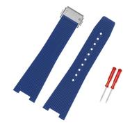 VFEBTSD Rubber Watchband Compatible With Bell & Ross INSTRUMENTS Watch Band BRX5R BR05 Sports Bracelet BR Notched 12mm Silicone Strap(Blue-silver)