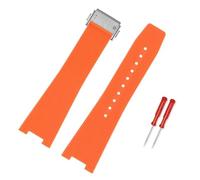 VFEBTSD Rubber Watchband Compatible With Bell & Ross INSTRUMENTS Watch Band BRX5R BR05 Sports Bracelet BR Notched 12mm Silicone Strap(Orange-silver)