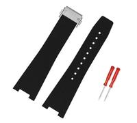 VFEBTSD Rubber Watchband Compatible With Bell & Ross INSTRUMENTS Watch Band BRX5R BR05 Sports Bracelet BR Notched 12mm Silicone Strap(Black-silver)