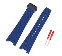 VFEBTSD Rubber Watchband Compatible With Bell & Ross INSTRUMENTS Watch Band BRX5R BR05 Sports Bracelet BR Notched 12mm Silicone Strap(Blue-black)