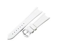 VFEBTSD Silicone Watch Strap Compatible With Patek Philippe 5711 5712G Watchband Special Interface Bracelet Accessories 25mm*13mm Men(White-silver)