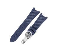 VFEBTSD Silicone Watch Strap Compatible With Patek Philippe 5711 5712G Watchband Special Interface Bracelet Accessories 25mm*13mm Men(A-Blue-silver)