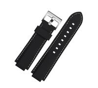 VFEBTSD Silicone Watchband Compatible With Oris Aquis Watch Band Strap Waterproof Sports Rubber Bracelet Black Convex 22x12mm 24x11mm 24x12mm(White line-silver,24mm-10mm)