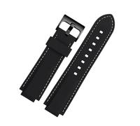 VFEBTSD Silicone Watchband Compatible With Oris Aquis Watch Band Strap Waterproof Sports Rubber Bracelet Black Convex 22x12mm 24x11mm 24x12mm(White line-black,24mm-12mm)