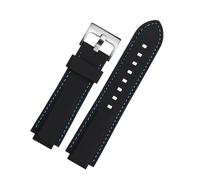 VFEBTSD Silicone Watchband Compatible With Oris Aquis Watch Band Strap Waterproof Sports Rubber Bracelet Black Convex 22x12mm 24x11mm 24x12mm(Blue line-silver,22mm-12mm)
