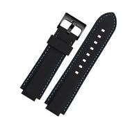 VFEBTSD Silicone Watchband Compatible With Oris Aquis Watch Band Strap Waterproof Sports Rubber Bracelet Black Convex 22x12mm 24x11mm 24x12mm(Blue line-black,24mm-10mm)