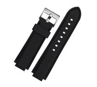 VFEBTSD Silicone Watchband Compatible With Oris Aquis Watch Band Strap Waterproof Sports Rubber Bracelet Black Convex 22x12mm 24x11mm 24x12mm(Black line-silver,22mm-12mm)