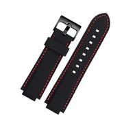 VFEBTSD Silicone Watchband Compatible With Oris Aquis Watch Band Strap Waterproof Sports Rubber Bracelet Black Convex 22x12mm 24x11mm 24x12mm(Red line-black,24mm-12mm)