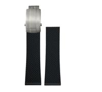VFEBTSD Soft Natural Rubber Watch Strap Compatible With Breitling Professional Avenger Superocean Watchband Folding Buckle(Black silver3,20mm)