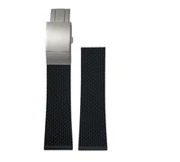 VFEBTSD Soft Natural Rubber Watch Strap Compatible With Breitling Professional Avenger Superocean Watchband Folding Buckle(Black silver1,21mm)