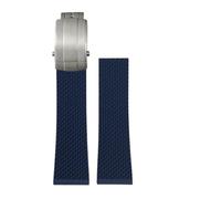 VFEBTSD Soft Natural Rubber Watch Strap Compatible With Breitling Professional Avenger Superocean Watchband Folding Buckle(Blue silver3,22mm)