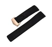 VFEBTSD Soft Rubber Watchband Compatible With TAG HEUER GRAND CARRERA Wristband Waterproof Sport Strap Natural Silicone Watch Bracelet 22mm 24mm(Black-rose gold,24mm)