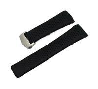 VFEBTSD Soft Rubber Watchband Compatible With TAG HEUER GRAND CARRERA Wristband Waterproof Sport Strap Natural Silicone Watch Bracelet 22mm 24mm(Black-silver,24mm)