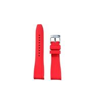 VFEBTSD Soft Silicone Watch Strap Compatible With Omega Compatible With Swatch Compatible With MoonSwatch Band Men Women Curved End Diving Rubber Sport Bracelet 22 20mm(Red,22MM)