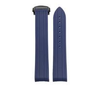 VFEBTSD Strap Compatible With Omega Compatible With Seamaster 300 150 600 Compatible With MoonSwatch Curved End Silicone Watch Band Diving Sport Folding Buckle Bracelet 20mm(Blue black buckle)