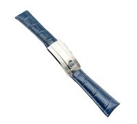 VFEBTSD Watch Bands Compatible With Rolex SUBMARINER Yacht-Master DAYTONA GMT Crocodile Grain Leather Men Strap Accessories 20mm(Blue,20mm Silver buckle)
