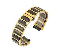 VFEBTSD Watch Strap Compatible With Rado CENTRIX R30927722 Series Fine Steel Ceramic Butterfly Buckle Women Men Watchband 12mm*16mm 16mm*20mm(Gold black,20-16mm)
