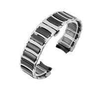 VFEBTSD Watch Strap Compatible With Rado CENTRIX R30927722 Series Fine Steel Ceramic Butterfly Buckle Women Men Watchband 12mm*16mm 16mm*20mm(Silver black,20-16mm)