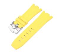 VFEBTSD Watchband Compatible With Audemars and Piguet Royal Oak Strap Original AP 15710 26470 Silicone Rubber Sport Watch 28mm accessory(Yellow Silver)