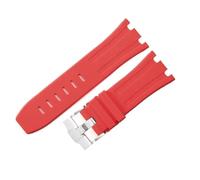 VFEBTSD Watchband Compatible With Audemars and Piguet Royal Oak Strap Original AP 15710 26470 Silicone Rubber Sport Watch 28mm accessory(Red Silver)