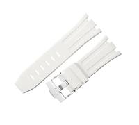 VFEBTSD Watchband Compatible With Audemars and Piguet Royal Oak Strap Original AP 15710 26470 Silicone Rubber Sport Watch 28mm accessory(White Silver)