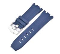 VFEBTSD Watchband Compatible With Audemars and Piguet Royal Oak Strap Original AP 15710 26470 Silicone Rubber Sport Watch 28mm accessory(Blue-silver)