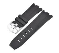VFEBTSD Watchband Compatible With Audemars and Piguet Royal Oak Strap Original AP 15710 26470 Silicone Rubber Sport Watch 28mm accessory(Black-silver)
