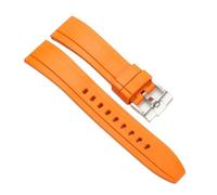 VFEBTSD Waterproof Release FKM Watch Bands Soft Rubber Replacement Straps Stainless Steel Buckle 19mm 20mm 21mm 22mm(Orange,19mm)