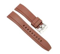 VFEBTSD Waterproof Release FKM Watch Bands Soft Rubber Replacement Straps Stainless Steel Buckle 19mm 20mm 21mm 22mm(Brown,21mm)