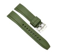 VFEBTSD Waterproof Release FKM Watch Bands Soft Rubber Replacement Straps Stainless Steel Buckle 19mm 20mm 21mm 22mm(Olive green,22mm)