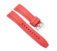 VFEBTSD Waterproof Release FKM Watch Bands Soft Rubber Replacement Straps Stainless Steel Buckle 19mm 20mm 21mm 22mm(Red,19mm)