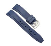 VFEBTSD Waterproof Release FKM Watch Bands Soft Rubber Replacement Straps Stainless Steel Buckle 19mm 20mm 21mm 22mm(Dark blue,20mm)