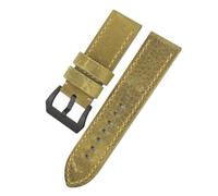 VFEBTSD Waterproof Watch Band Compatible With Panerai SUBMERSIBLE Cowhide Leather Men's Black Green Brown Strap Accessories 26mm(Yellow-Black)
