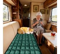 VFGFDJNDFX Caravan Non Slip Sofa Cover 1 2 3 4 Seater, settee covers Greek Key Pattern Velvet Quilting Sofa Protector For RV Dinette Campervan Living Room Pets (Christmas Green,70x180cm /1 Piece)