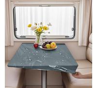 VFGFDJNDFX Caravan Non-slip Table Cloth 2 Pack, 1PC Velvet Fitted Tablecloth and 1PC Waterproof Clear Plastic Table Cover for Motorhome RV (Slate Blue,30 * 48 IN(rectangular))