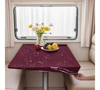 VFGFDJNDFX Caravan Non-slip Table Cloth 2 Pack, 1PC Velvet Fitted Tablecloth and 1PC Waterproof Clear Plastic Table Cover for Motorhome RV (Wine Red,30 * 48 IN(rectangular))