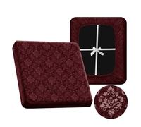 VFGFDJNDFX Embossed Velvet Stretch Sofa Cushion Covers, Non Slip Sofa Seat Cover with Elastic Bottom and 4 Ties, Couch Backrest Slipcovers for Pets, Kids (Burgundy,Large 1-seater)